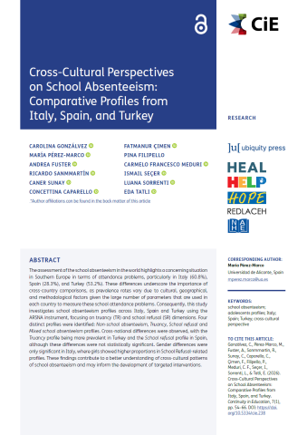 Cross-Cultural Perspectives  on School Absenteeism: Comparative Profiles from Italy, Spain and Turkey